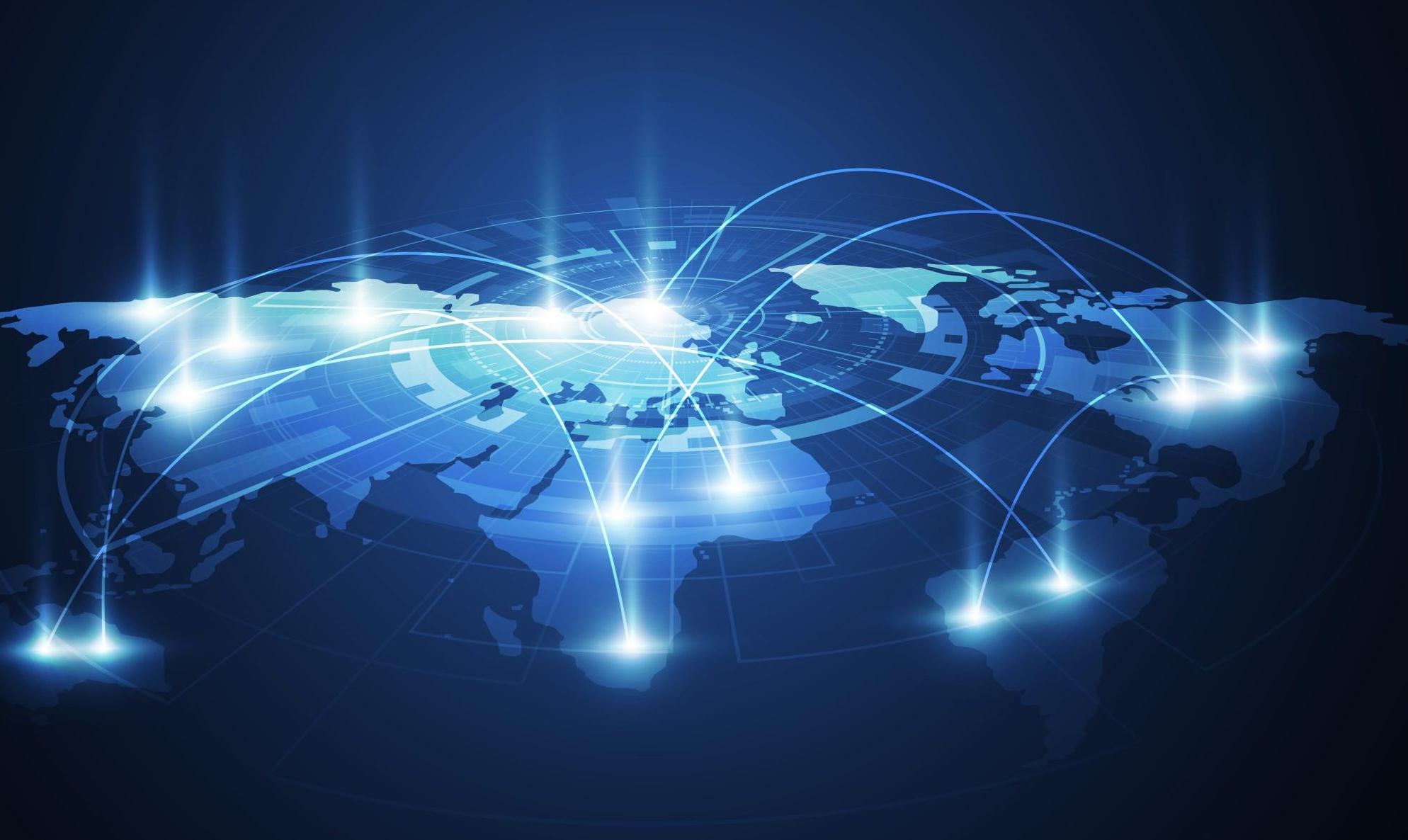 Global network connection. World map point and line composition concept of global business.